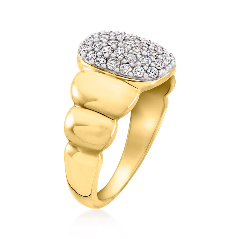 Puffy cluster ring with lab-grown diamonds, 18kt gold over sterling