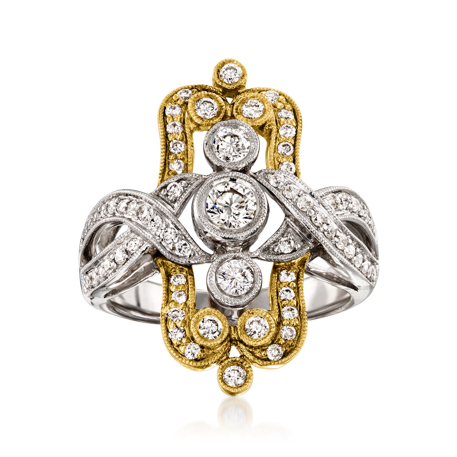 C. 1990 Vintage 1.11 ct. t.w. Diamond Ring in 18kt Two-Tone Gold
