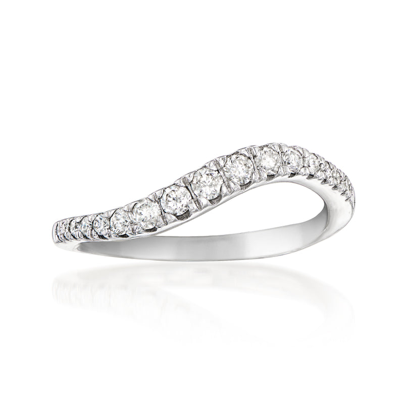 Sterling silver diamond wavy ring with pavé setting