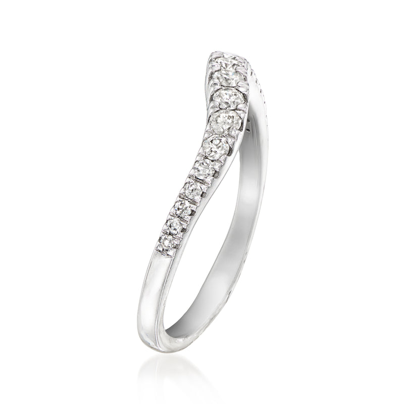 Sterling silver wavy diamond ring