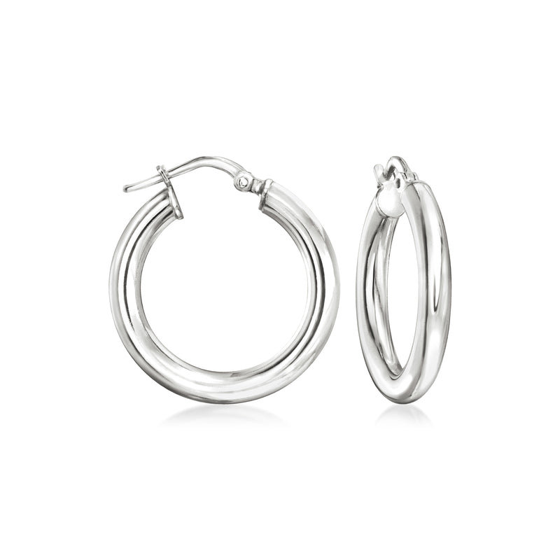 Sterling silver hoop earrings, hinged clasp style