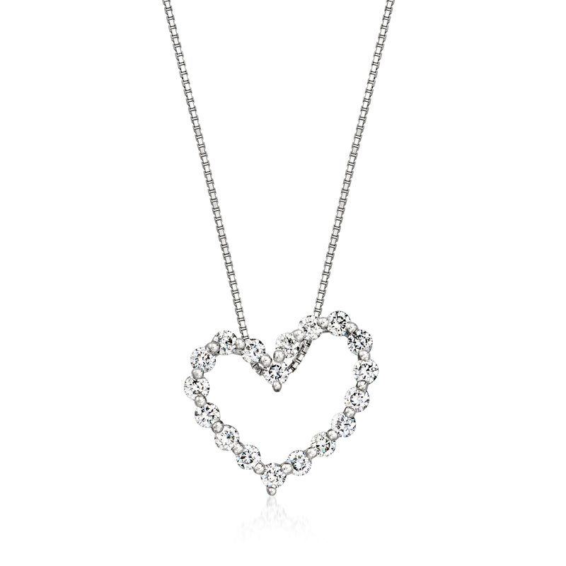 Platinum diamond heart pendant necklace