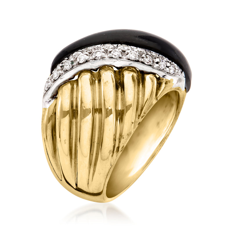 Vintage onyx and diamond ring in 18kt yellow gold