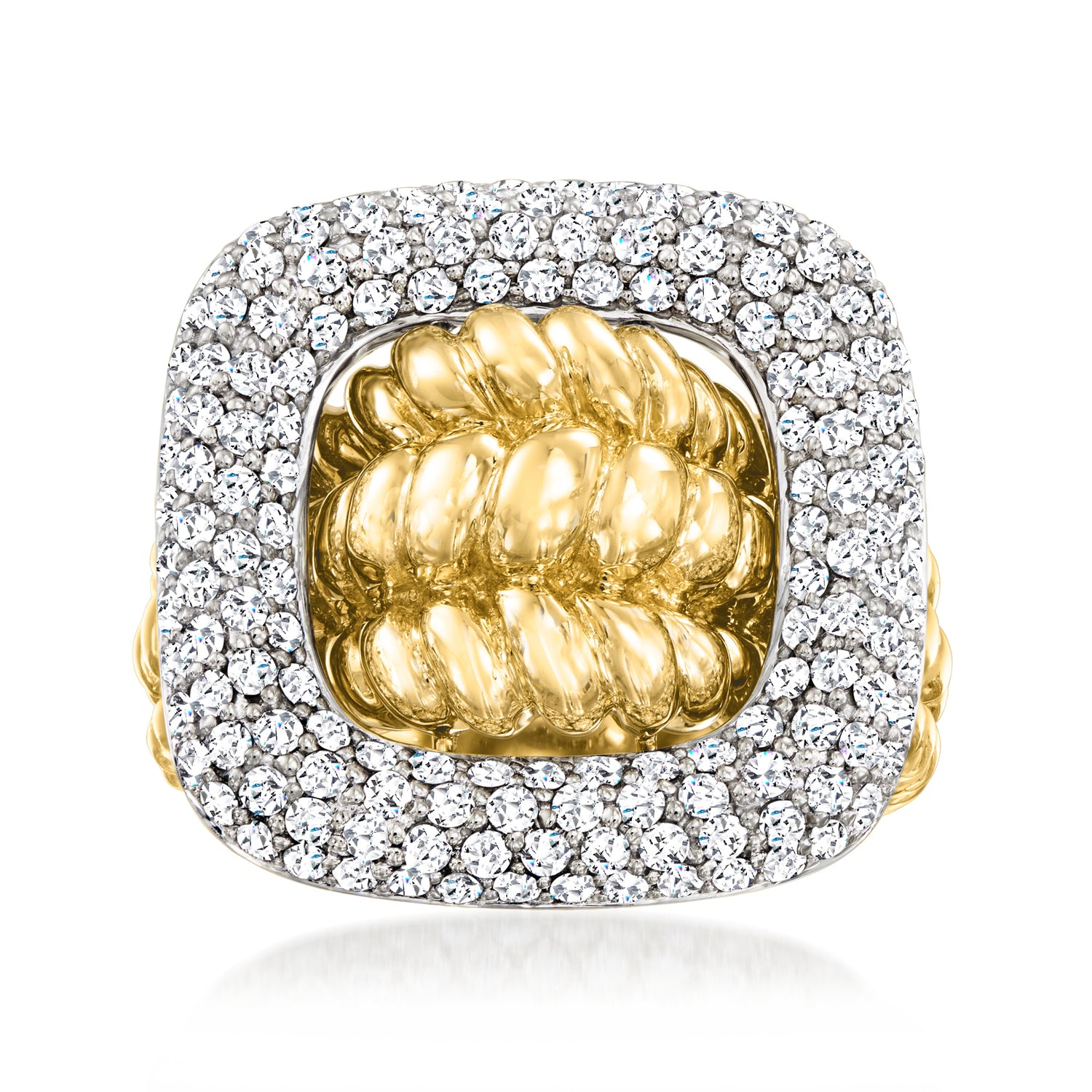 C. 1980 Vintage 1.42 ct. t.w. Diamond Buckle Ring in 14kt Two-Tone Gold