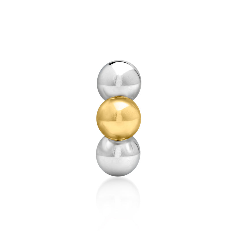 Alternating silver and gold bead charm with polished round segments