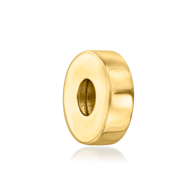 Polished gold bead charm with oval center opening