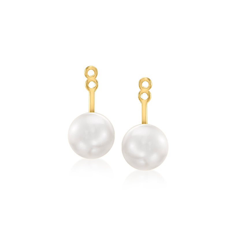 10kt yellow gold cultured pearl drop earrings with loop top hangers