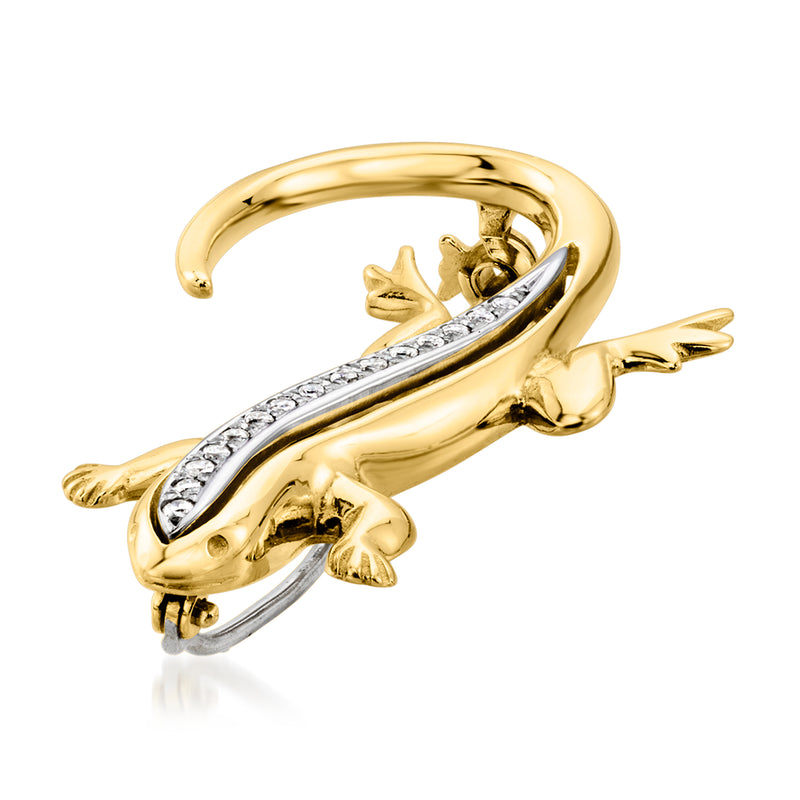 Vintage diamond lizard pin in 18kt yellow gold