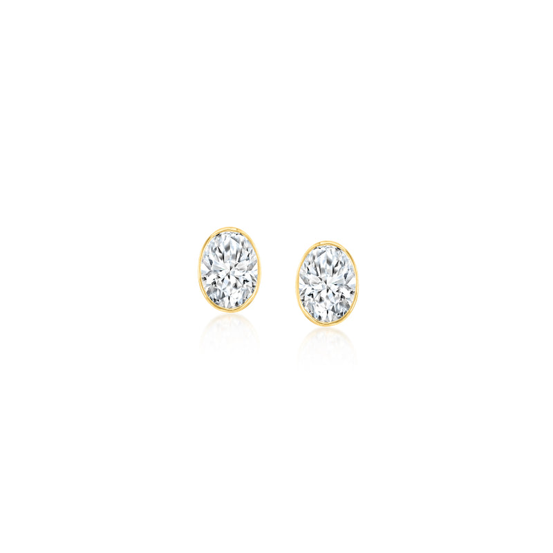 Oval lab-grown diamond stud earrings in 18kt gold over sterling, oval stones