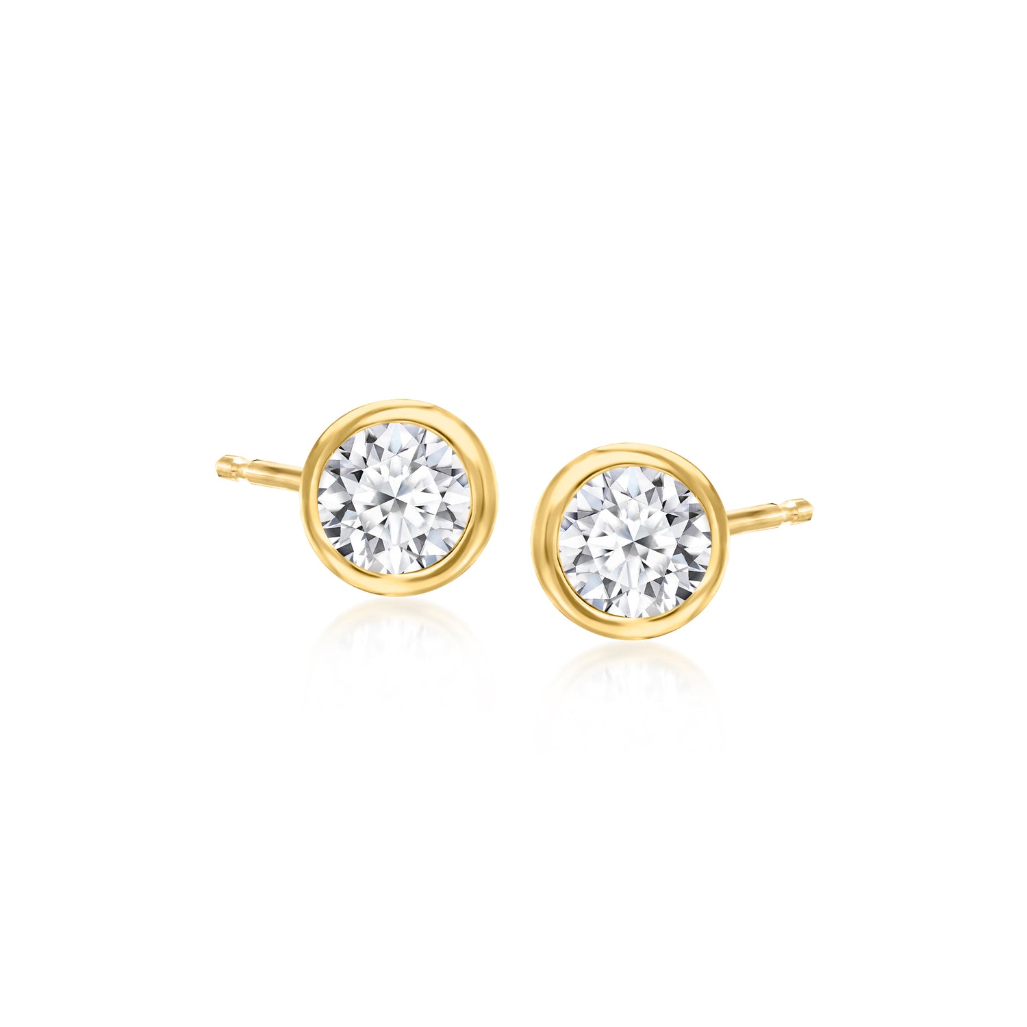 .50 ct. t.w. Bezel-Set Lab Grown Diamond Stud Earrings in 18kt Gold Over Sterling