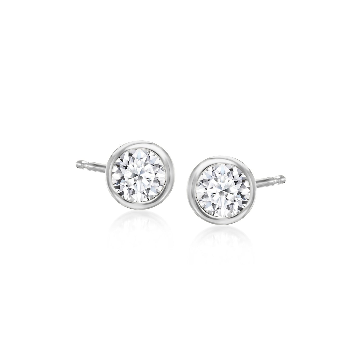 .50 ct. t.w. Bezel-Set Lab Grown Diamond Stud Earrings in Sterling Silver