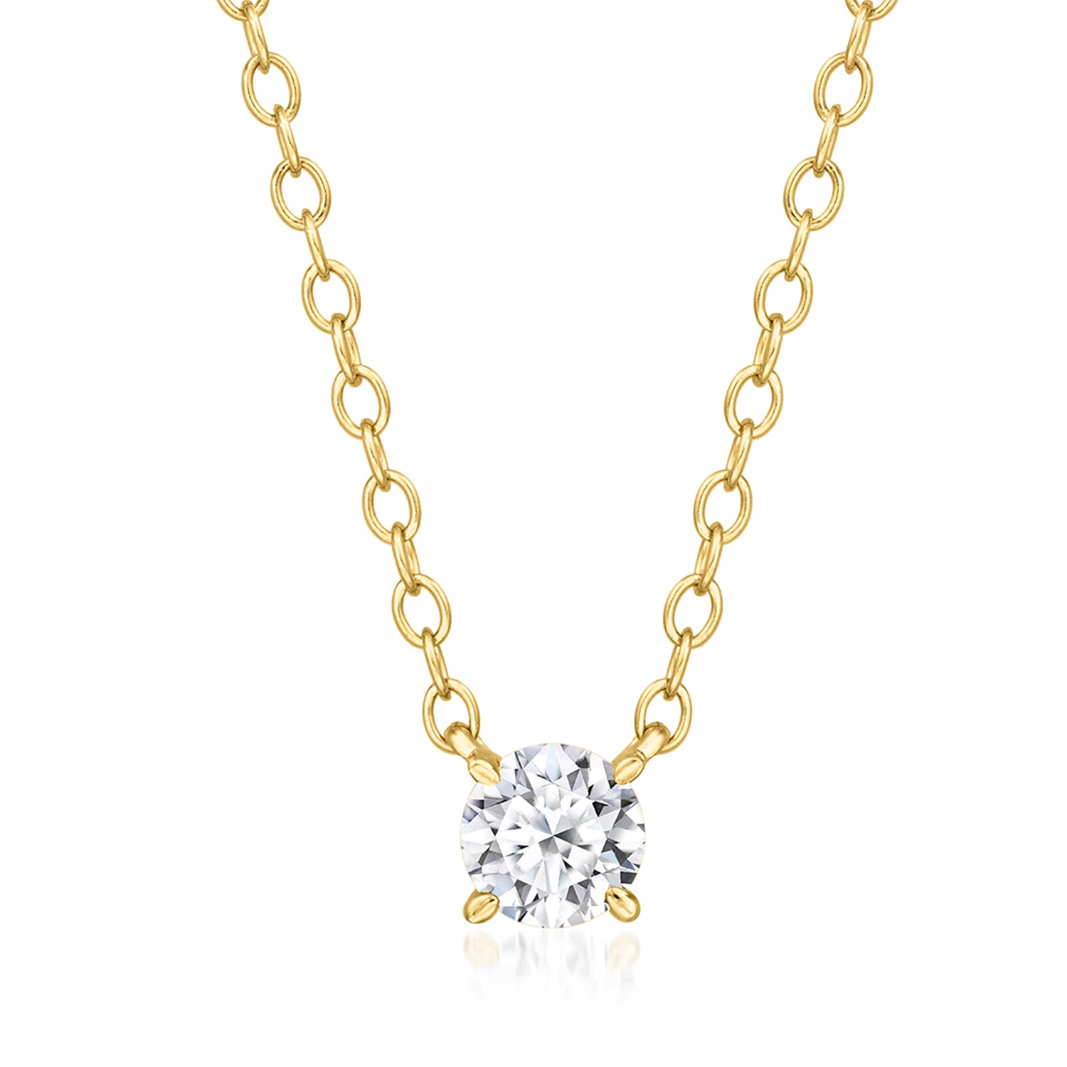 .25 Carat Lab Grown Diamond Solitaire Necklace in 18kt Gold Over Sterling