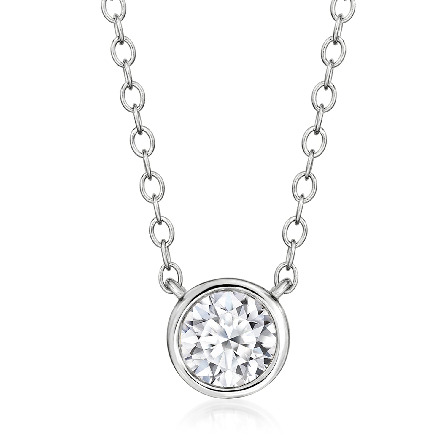 .50 Carat Bezel-Set Lab Grown Diamond Solitaire Necklace in Sterling Silver