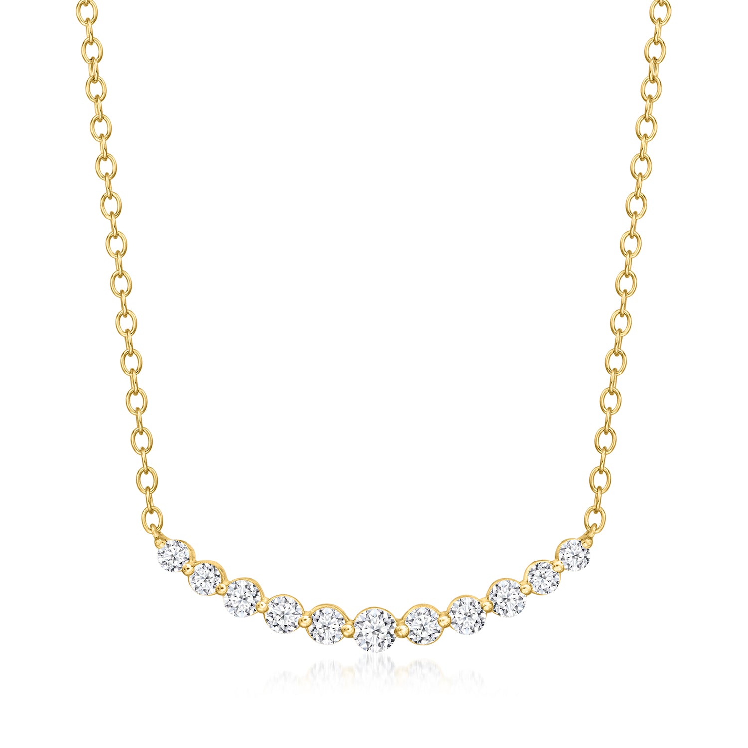 .50 ct. t.w. Lab Grown Diamond Curved Bar Necklace in 18kt Gold Over Sterling