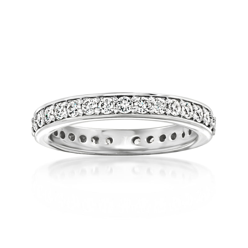 Sterling silver eternity band with lab-grown diamond rows, full-circle sparkle
