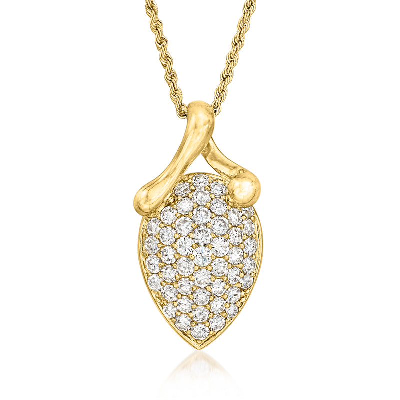18k yellow gold teardrop diamond pendant necklace with clustered round-cut stones