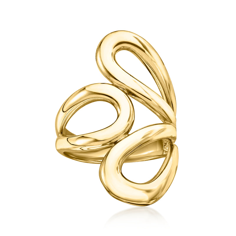 Gold-tone abstract floral statement ring with interlocking heart-like loops