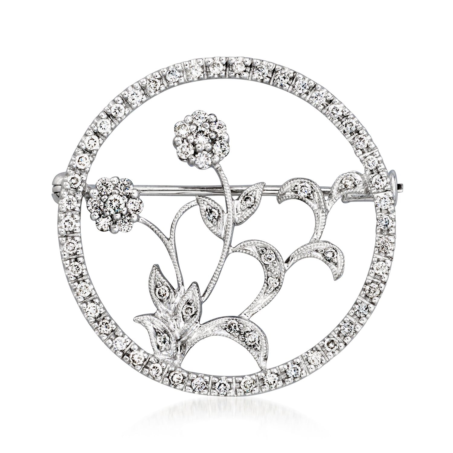 C. 1990 Vintage .90 ct. t.w. Diamond Flower Pin in 18kt White Gold