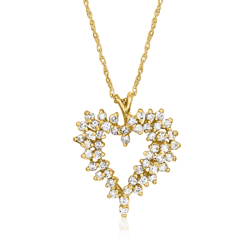 Diamond heart pendant necklace in 14kt yellow gold