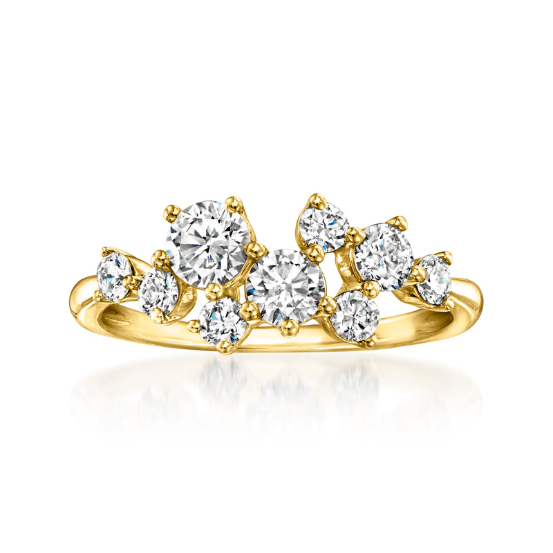 14kt yellow gold lab-grown diamond cluster ring with five round stones