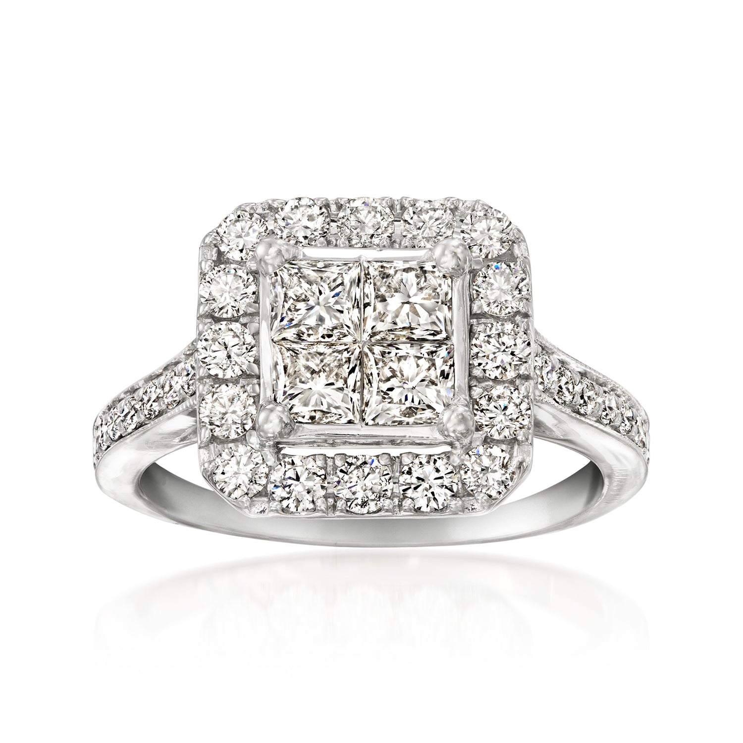 C. 1990 Vintage 1.85 ct. t.w. Diamond Ring in 14kt White Gold