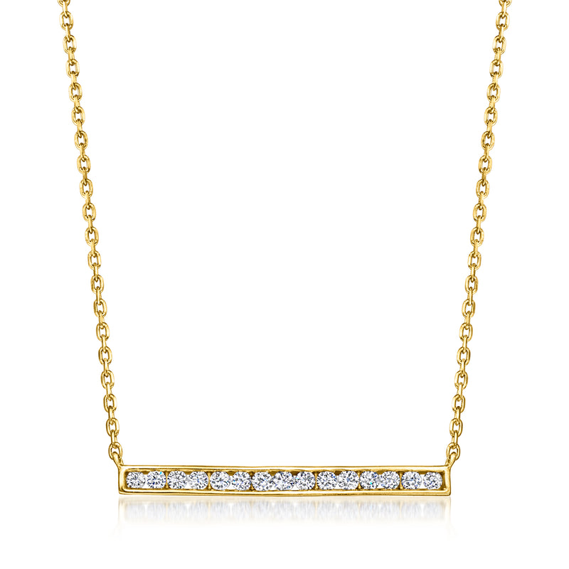 Gold over sterling bar necklace with lab-grown diamonds