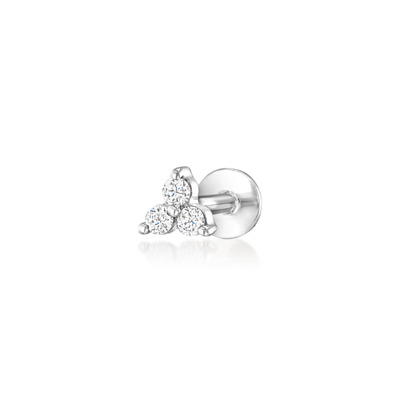 Lab-Grown Diamond Three-Stone Flat-Back Stud Earrings in 14kt White Gold