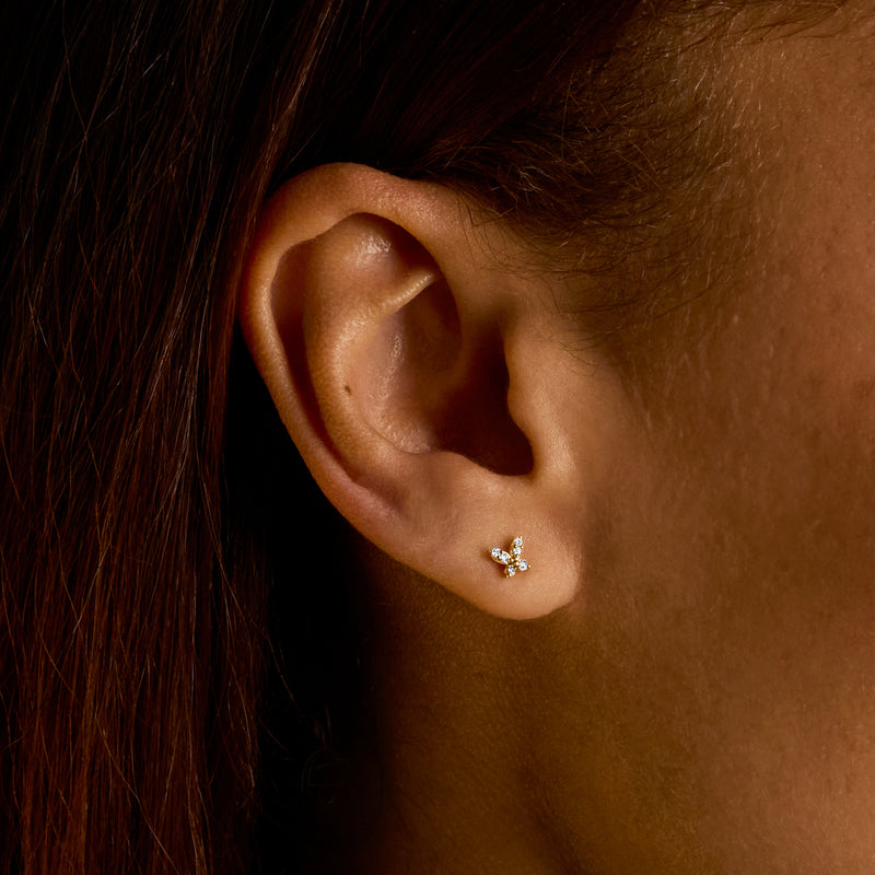 Lab-Grown Diamond Butterfly Single Flat-Back Stud Earring in 14kt Yellow Gold