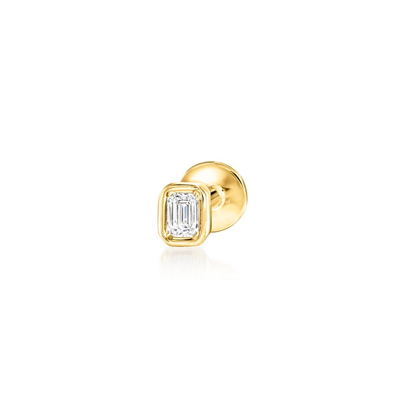 Emerald-Cut Lab-Grown Diamond Flat-Back Stud Earrings in 14kt Yellow Gold