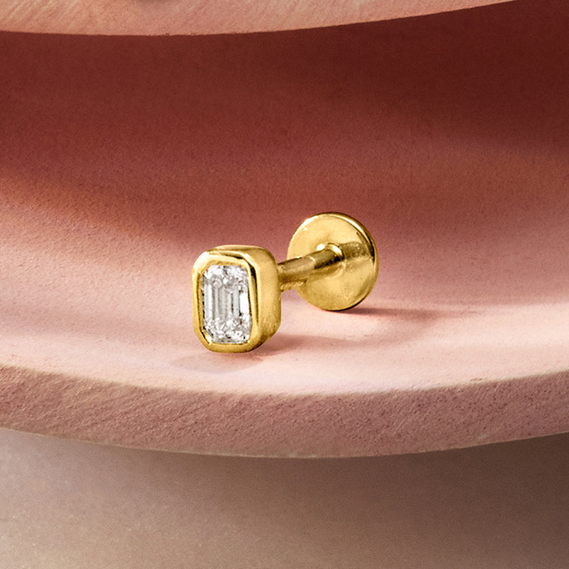Emerald-Cut Lab-Grown Diamond Flat-Back Stud Earrings in 14kt Yellow Gold