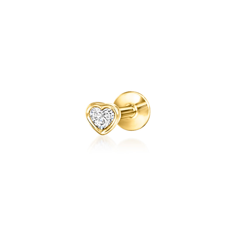 Heart-Shaped Lab-Grown Diamond Flat-Back Stud Earrings in 14kt Yellow Gold