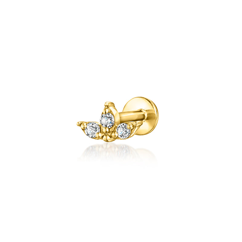 Lab-Grown Diamond Three-Stone Flat-Back Stud Earrings in 14kt Yellow Gold