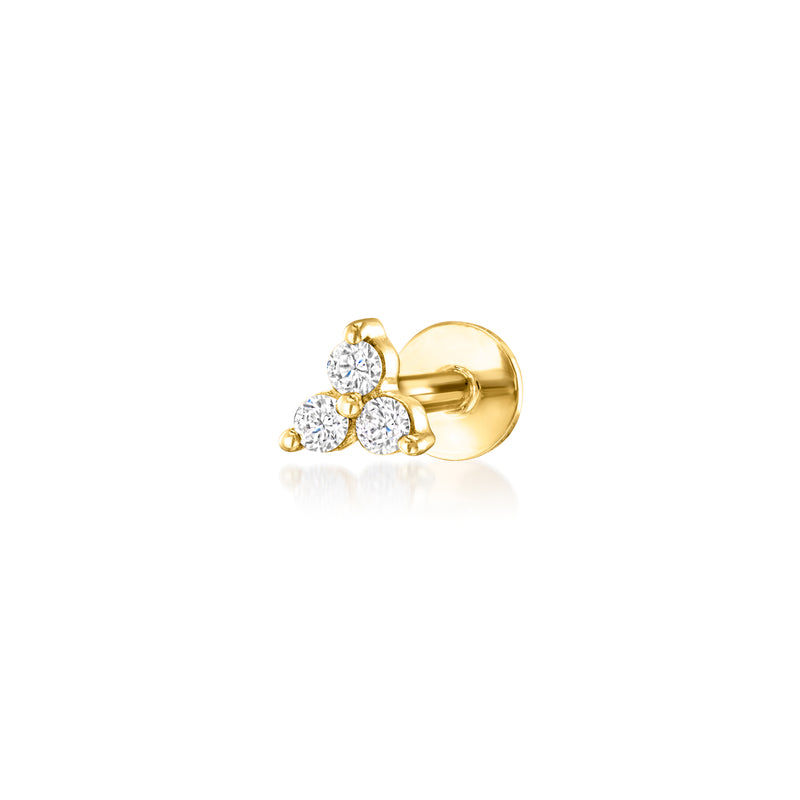 Lab-Grown Diamond Three-Stone Flat-Back Stud Earrings in 14kt Yellow Gold