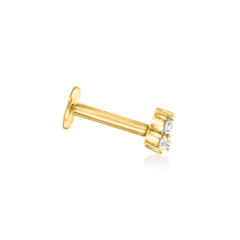 Lab-Grown Diamond Three-Stone Flat-Back Stud Earrings in 14kt Yellow Gold