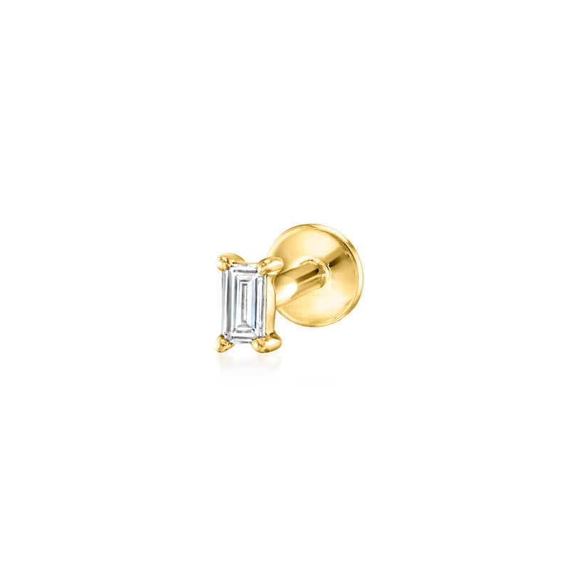 Baguette Lab-Grown Diamond Flat-Back Stud Earrings in 14kt Yellow Gold