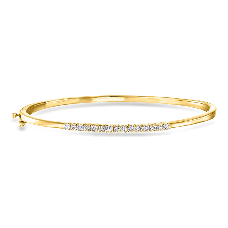18kt gold over sterling bangle bracelet with lab-grown diamond row