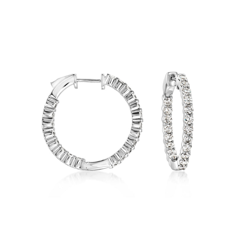Sterling silver hoop earrings with sparkling lab-grown diamonds, inside-out design