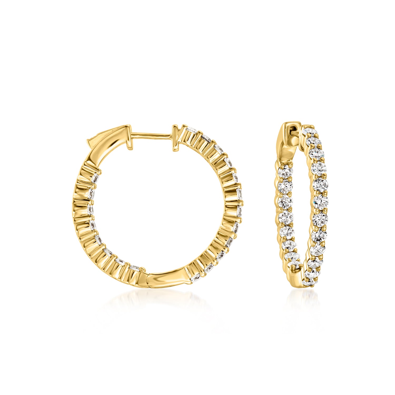 2.00 ct. t.w. Lab Grown Diamond Inside-Outside Hoop Earrings in 18kt Gold Over Sterling
