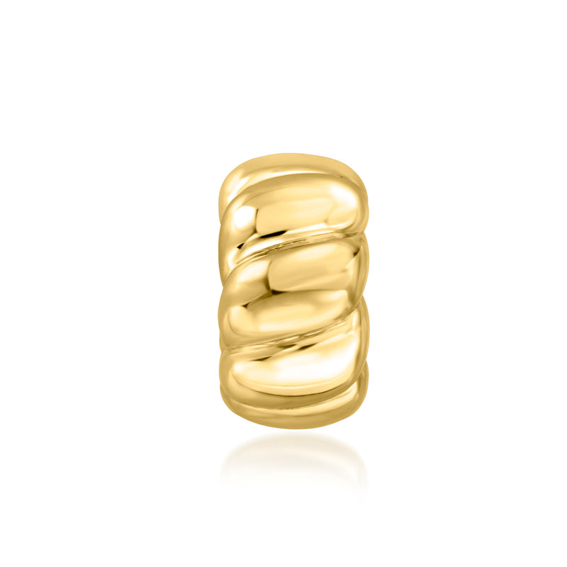 Gold over sterling ribbed bead charm with polished rounded segments