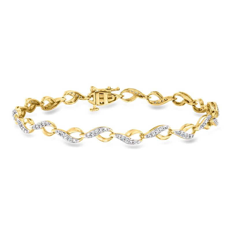 18kt gold over sterling loop-link bracelet with diamond pave accents