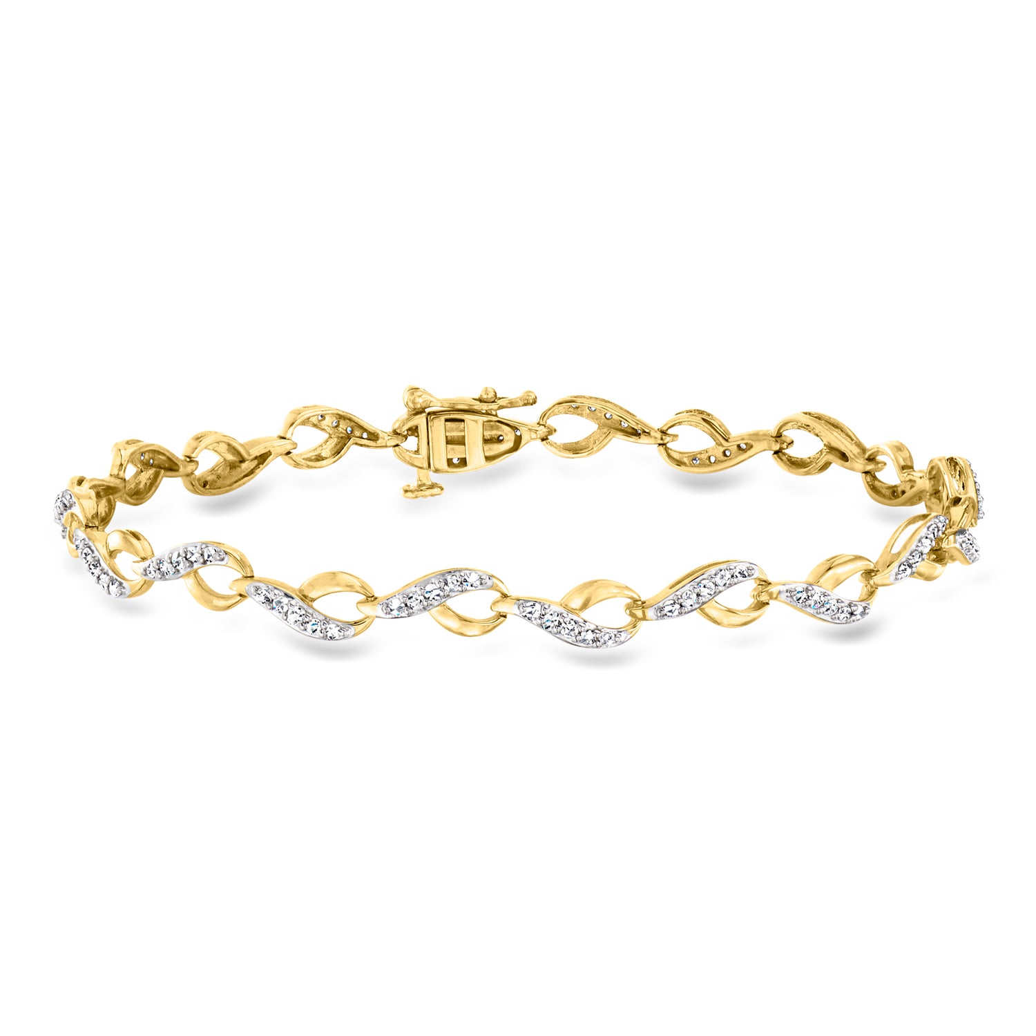 .72 ct. t.w. Diamond Loop-Style Link Bracelet in 18kt Gold Over Sterling