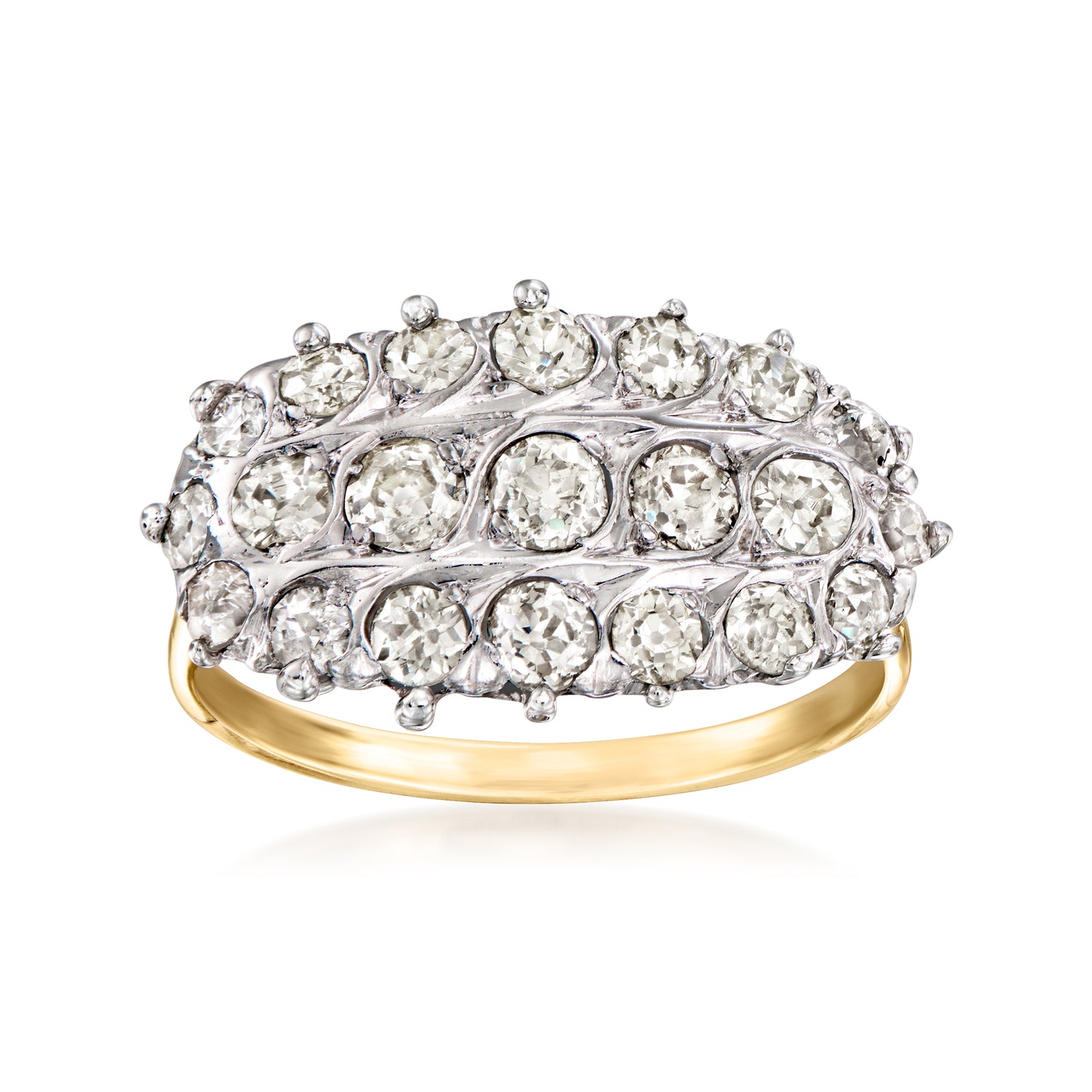C. 1980 Vintage 1.45 ct. t.w. Diamond Cluster Ring in Platinum and 14kt Yellow Gold
