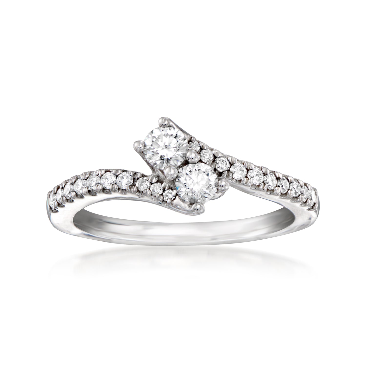 C. 2000 Vintage .55 ct. t.w. Diamond Bypass Ring in 14kt White Gold