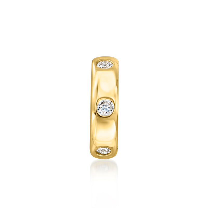 Gold bead charm with three round lab-grown diamond accents