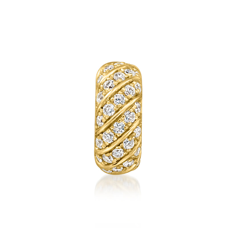 Lab-grown diamond twisted bead charm in 18kt gold over sterling