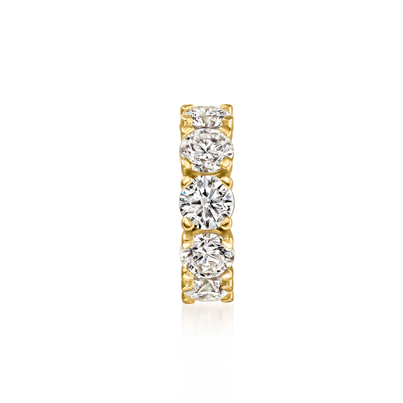 Gold over sterling diamond bead charm with three round lab-grown stones in bezel settings