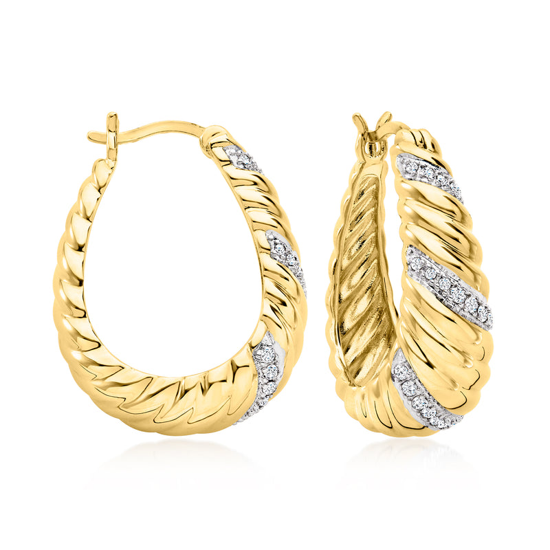 Shrimp hoop earrings in gold-tone with lab-grown diamond accents