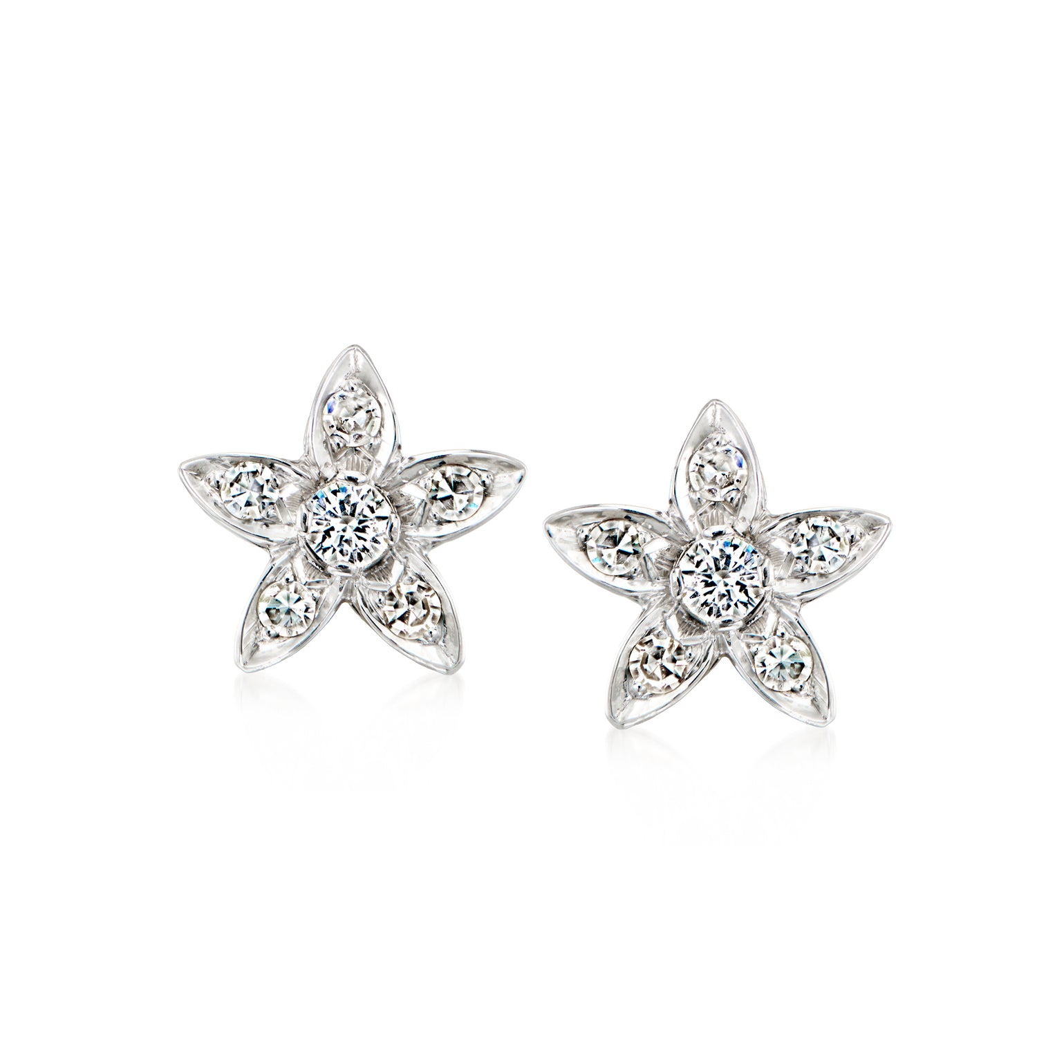C. 1990 Vintage .75 ct. t.w. Diamond Flower Earrings in Platinum