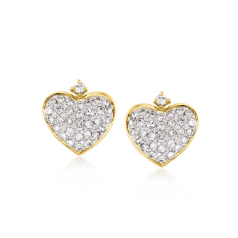 Heart diamond stud earrings in 18kt yellow gold
