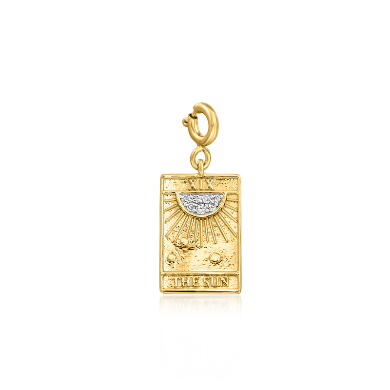 18kt gold over sterling sun charm with diamond detail